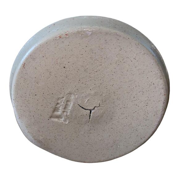 Williamsburg Pottery Candlestick Holder Salt Glazed Cobalt Blue Leaf Gray - Picture 6 of 9